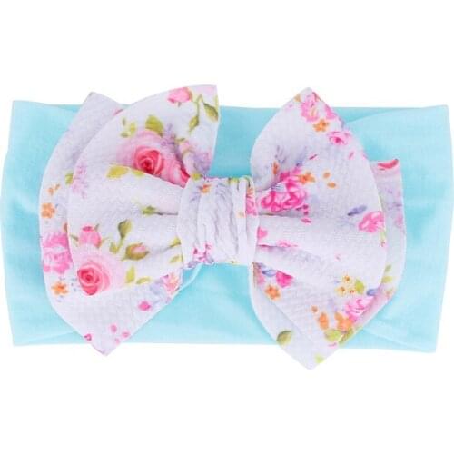 2020 New Arrival Turban Popular 5 Big Hair Bow Headband For Girls Headwrap Textured Fabric Elastic Kids DIY Hair Accessories