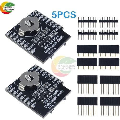 Ziqqucu 5pcs Micro SD For Wemos D1 Mini Real Time Clock Data Log Logger Shield + RTC DS1307 Clock For Arduino/Raspberry