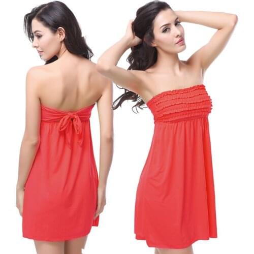 Sexy Vintage Small Ruffles Top Back Bandage Summer Style Dress Petal Chest Wrapped Dress Beach Dress 11 Colors