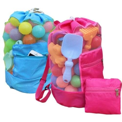 Beach Bag Foldable Mesh Swimming Bag Children Beach Toys Storage Basket Organizer Backpack Kids Outdoor Swimming Bags