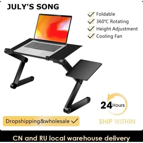 Adjustable Laptop Desk Stand Portable Aluminum Ergonomic Lapdesk For TV Bed Sofa PC Notebook Table Desk Stand With Mouse Pad