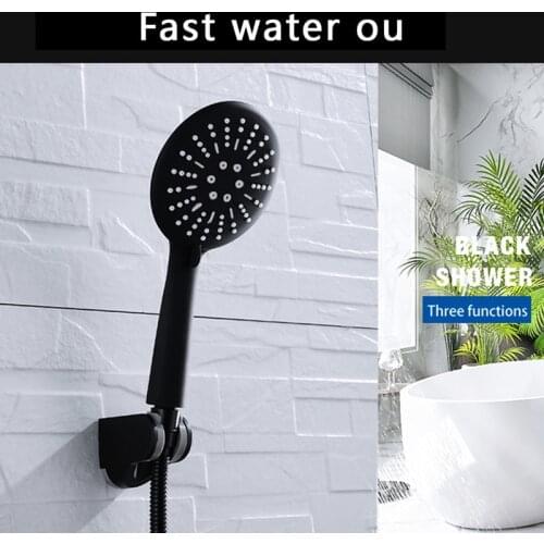Water Softener Adjustable Shower Faucet Detachable Shower Head Hand Held High Pressure Spray Nozzle Rainfall Black Shower Head