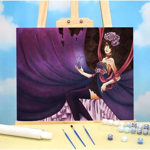 Cartoon Girl Woman DIY Painting By Numbers Set Acrylic Paints 50*70 Oil Painting Wall Paintings For Handiwork