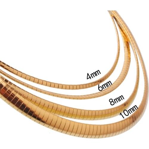 Charm Women Snake Chain Choker Necklace Stainless Steel Flat Chokers Link for Girls 45cm