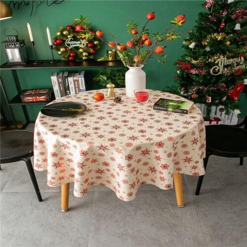 Tablecloth for Table Bronzing Printed Dustproof Holiday Kitchen Christmas Round Tablecloth Cotton Blend Party Family Gatherings