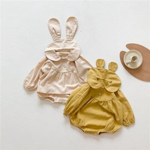 2021 Spring Newborn clothes Cute Rabbit Ears Baby Cotton Long Sleeve Bodysuit