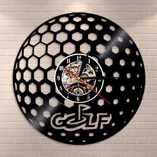 Vintage Wall Art Vinyl Record Wall Clock Golf Ball Wall Clock Glof Club Golfing Sports Room Wall Decor Golfer Golf Gifts for Men