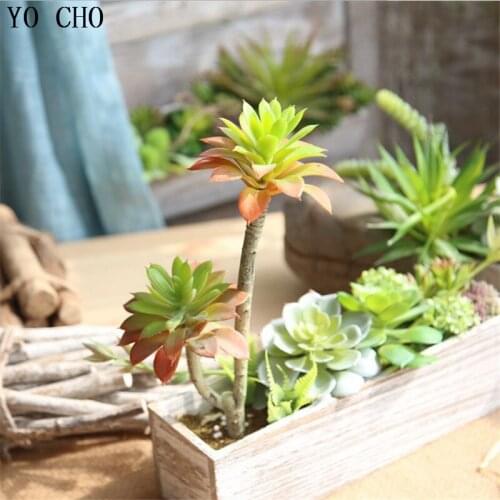 YO CHO 1PC 2 Heads Artificial Plants Succulent Lotus Flowers Fake Plants High Quality For Home Bar Hotel Office Decoration DIY