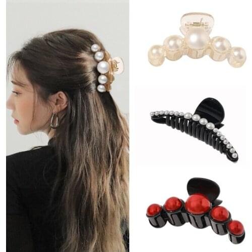 2021 New Big Pearls Acrylic Hair Claw Clips Big Size Makeup Hair Styling Barrettes for Women Hair Accessories Wholesale