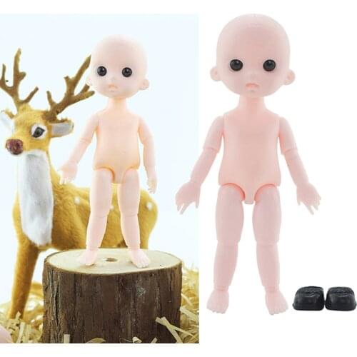 1/12 13 Jointed Unpainted Girl Doll Body Head Shoes Parts Making Accessory
