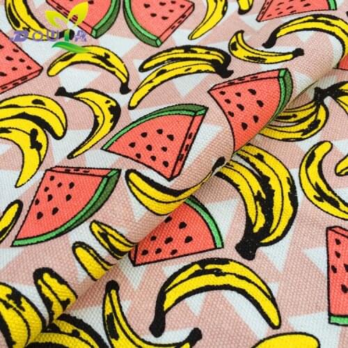 1 yards / pink watermelon banana printed canvas DIY handmade fabric canvas bag backpack sofa pillow curtain cloth shoes