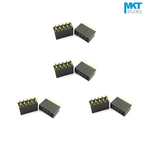 100Pcs Gold Plated 2.54mm Pitch Double Row Straight Pins 8.5mm Female PTH Pin Header For Arduino 2x2P 2x3P 2x4P 2x5P