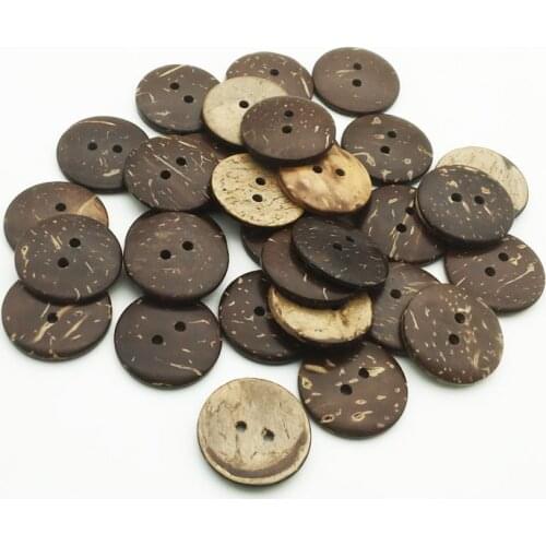 22mm 20PCS Natural Eco-friendly Coconut Shell Wood Button For Clothing 2Holes Children Scrapbook Decorative Sewing Accessories