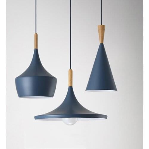 Pendant Lamp Modern E27 Pendant Lights Wood For Bedroom Hanging Lamp Nordic Aluminum Lampshade LED Bulb Kitchen Light