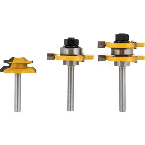 3PCS Tenon Knife Set 1/4 Handle 6.35mm Handle Jigsaw Knife 3 Teeth T-Shaped Tenon Knife 45 Degree Tenon Knife Straight Knife