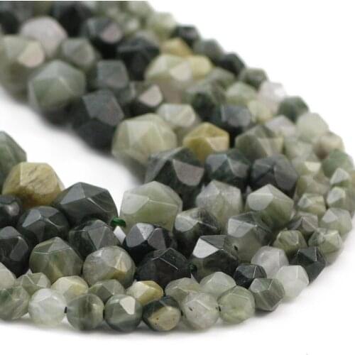 6/8/10MM Natural Stone Green Grass Jaspe Spacer Faceted Round Loose Beads For Jewelry Making Bracelet Necklace DIY Accessories