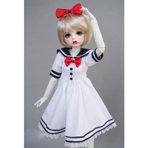 BJD doll dress fits 1/3 1/4 1/6 MSD DD doll size cute and cute fashion dress sailor dress white and blue dress doll accessories