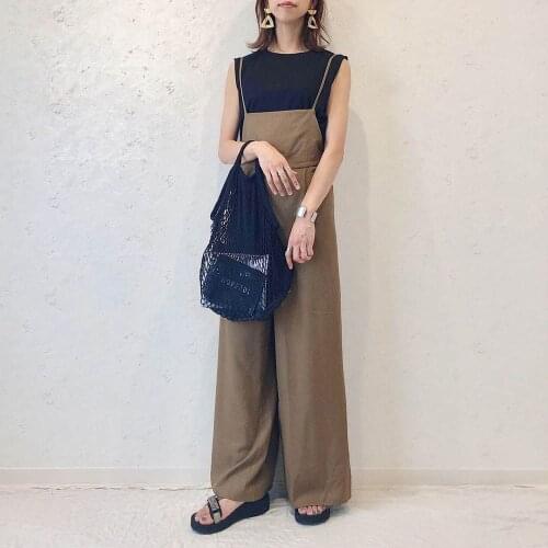 Trousers Casual Plain Womens Fashion Mid-Waist Wearing Skinny All-in-One Casual Loose Summer Female Jumpsuits Korea Style Pants