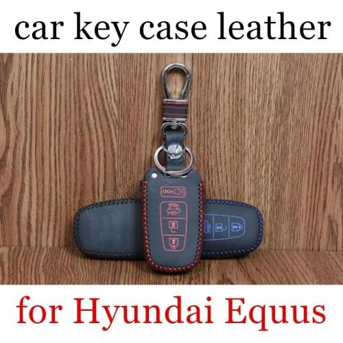 Only Red great quality fit for Hyundai Equus handmade Genuine Leather Car Key Cover Hand Sewing Key Case