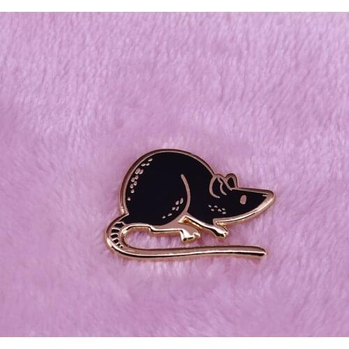 Black Mouse Enamel Pin Hooded Rat Brooch Funny Zodiac Animals Cute Pet Badge