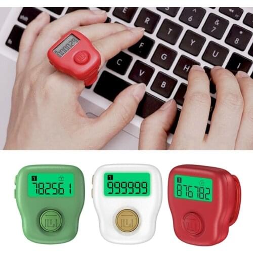 K1KA 6 Digital LED Electronic Finger Clicker Tasbih Handheld Ring Click Lap Counter Event Clicker Tally Finger Counters