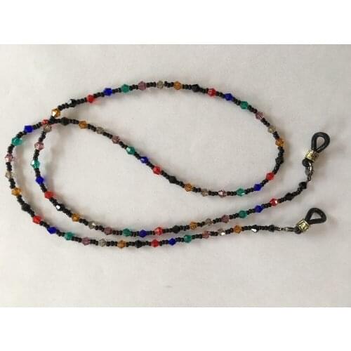 Colorful faceted glass beaded reading glasses chain lanyard spectacle retainer