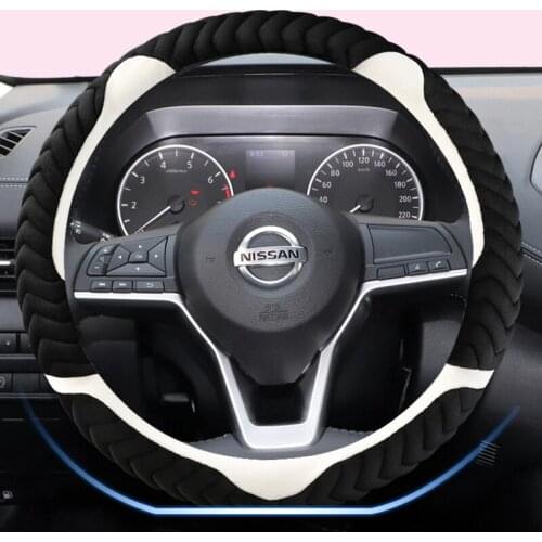 D Shape Car Steering Wheel Cover Warm Flannelette For Nissan Rogue Sport Hybrid 2017 - 2019 2020 Qashqai 2019 2020 Braid Cover