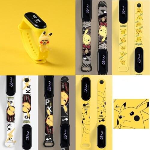 Pokemon Pikachu Childrens Waterproof Watch Boys and Girls Cartoon Lightweight Electronic Bracelet Parent-child Sports Watch