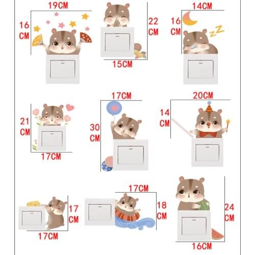 DIY 9 Hamster Light Switch Stickers Vinyl Decoration Art Wall Stickers for Kids Rooms Bedroom Living Room Home Decor