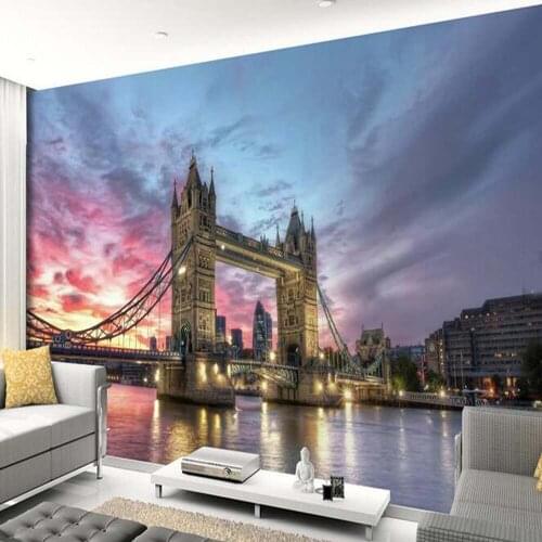 European wall paper london bridge city landscape vinyl wallpaper rolls wallpaper art living room custom 3d photo murals