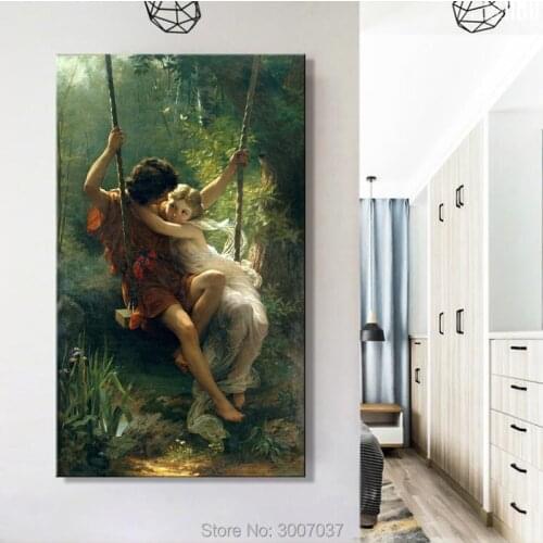 France Painter Pierre Auguste Cots Springtime Hand Painted Figure Oil Painting on Canvas Famous Painting for Living Room Decor