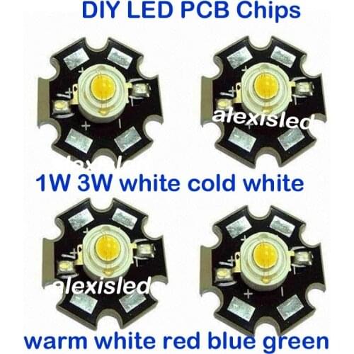 HANGYUE 10pcs 1W 3W High Power LED Full Spectrum White Warm white Green Blue Deep Red 660nm Royal blue With 20mm Black Star PCB