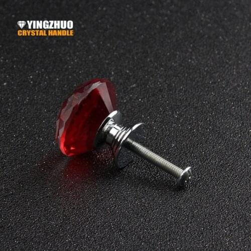 5pcs 30mm Knob Hot Flat Diamond Crystal Shake Handshandle K9 Wardrobe Kitchen Drawer Cabinets Crystal+zinc Handle Yz-1001