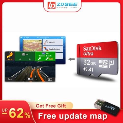 GPS map micro SD cards 32GB for Android 8.1 or higher New latest Map free update for Gps Navigation Europe/Russia/spain etc