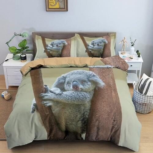 Koala Pattern Bedding Set Comforter Cover Wild Animals Duvet Cover Set Twin Full King Queen Size Bedclothes for Kids Bedroom