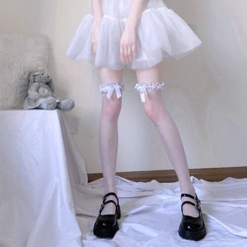 Princess Lace Stockings Sexy Underwear Transparent Sweet Lace Top Sheer Hosiery Thin Over Knee High Stocking for Women Girl Gift