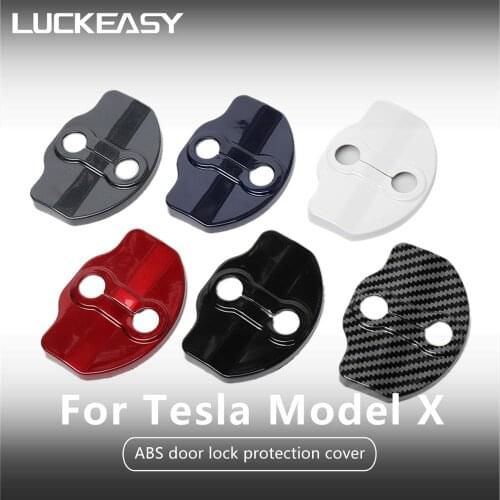 LUCKEASY Auto Interior modification for Tesla Model X 2017-2021 Car Door Lock Cover ABS Protection Cap 2pcs/Set