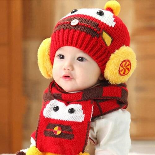 Mingjiebihuo Buy hat gift scarf new cap ear warmer cute childrens handmade knitted hat suitable for 0-4 years old babies