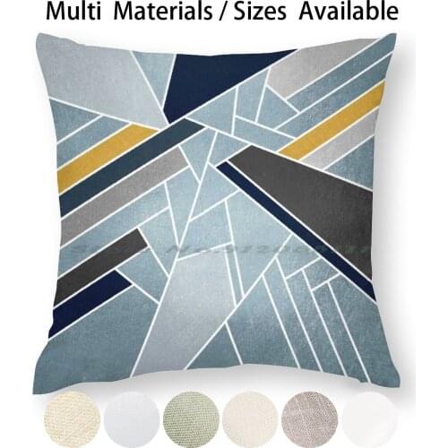Soft Silver / Blue / Navy / Gold Pillow Case Throw Pillow Cover Cotton Linen Flax Graphic Pattern Modern Lines Navy Blue Gold