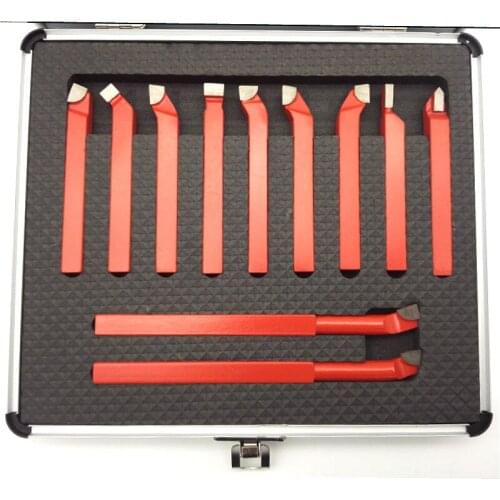 11Pcs 10*10mm,8*8mm Carbide Tip Tipped Bit Set Brazed Milling Cutter Tools For Metal CNC Lathe, Welding Turning Tool Holder