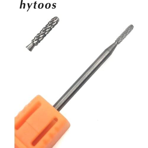 HYTOOS New Tungsten Carbide Nail Drill Bit 3/32" Rotary Burr Bits For Manicure Nail Drill Accessories Milling Tools-C01508S