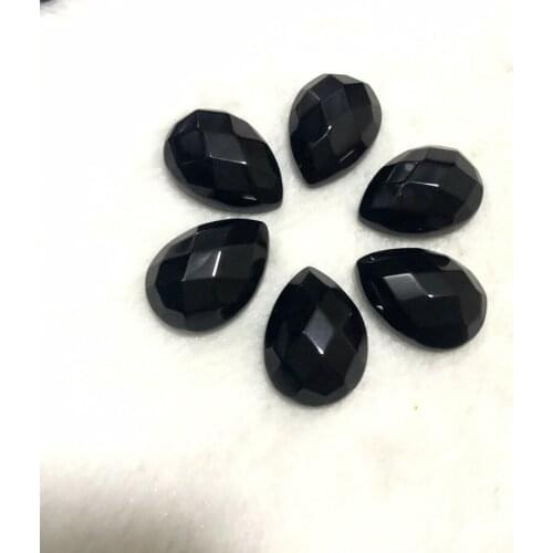 Wholesale 3pcs Natural Black Agates Onyx Bead Cabochon 14x19mm Faceted Drop Bead,stone Beads Cabochon For Jewelry making