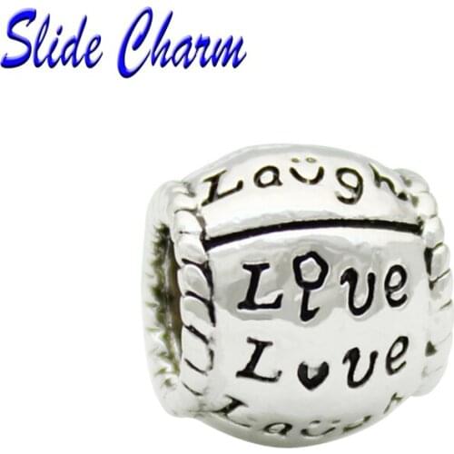 Slide charm European Wedding Love flower charm beads fit Pandora Bracelet and Bracelet Pendant DIY jewelry