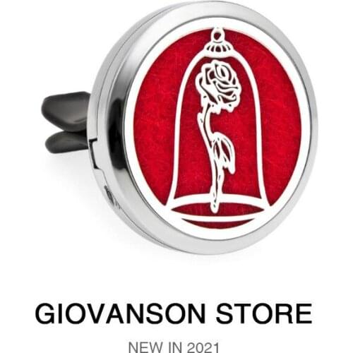 Rose Christmas Tree 30mm Essential Oil Air Freshener Car Vent Clips Diffuser Locket Perfume Free 10Pads