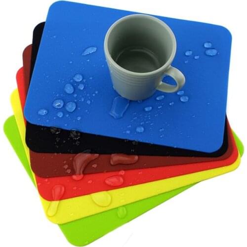 Silicone Anti Heat Table Mat Office Creative Mouse Pad Non Slip Cup Holder Washable Rectangle Placemat Kitchen Accessory SN724