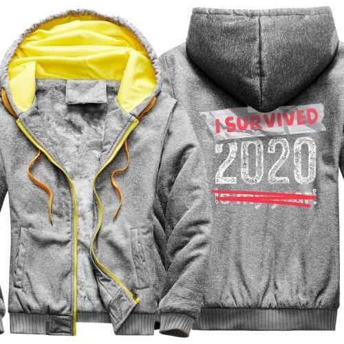 I Survived 2020 Camouflage Raglan Thicken Jackets Long Sleeve Mans Sweatshirts & hooded Korean Style Leisure Tops Zipper Homme
