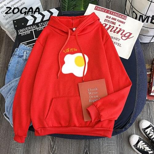 ZOGAA Hoodie Man Harajuku Food Egg Loose Korean Printed Mens Sweatshirt Spring Autumn Daily Casual Lounge Wear Chic New Hot