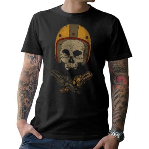 BIKER T-Shirt Oldschool Biker Skull Helmet- Motorrad Schrauber Cafe Racer S-4XL