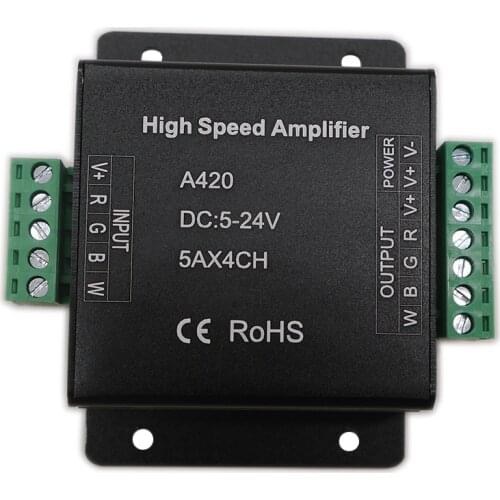 High Speed Amplifier Single Color/RGB/RGBW/RGB+CCT RGBWW Data Signal Repeater Power Controller for 5V 12V 24V LED Lights tape