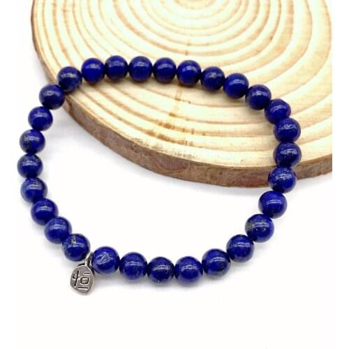 Hot sale 6 mm round beads lapis Natural Stone women Bracelets Gift charm bracelet for girl
